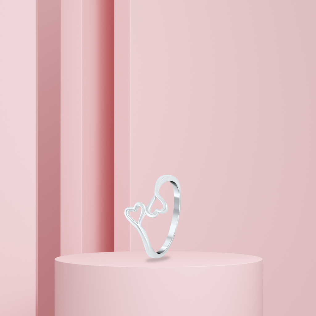 Silver Hugging Hearts Ring