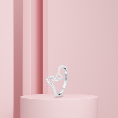 Silver Hugging Hearts Ring