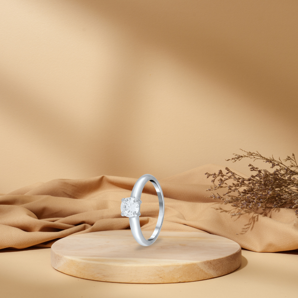 Silver Solitaire Glow Ring