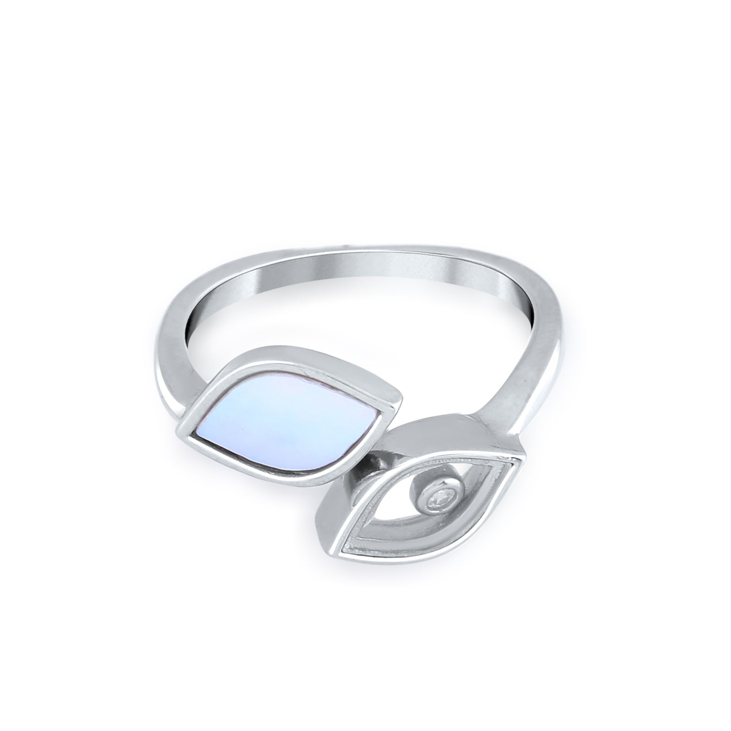 Silver Twin Leaf Charm Ring