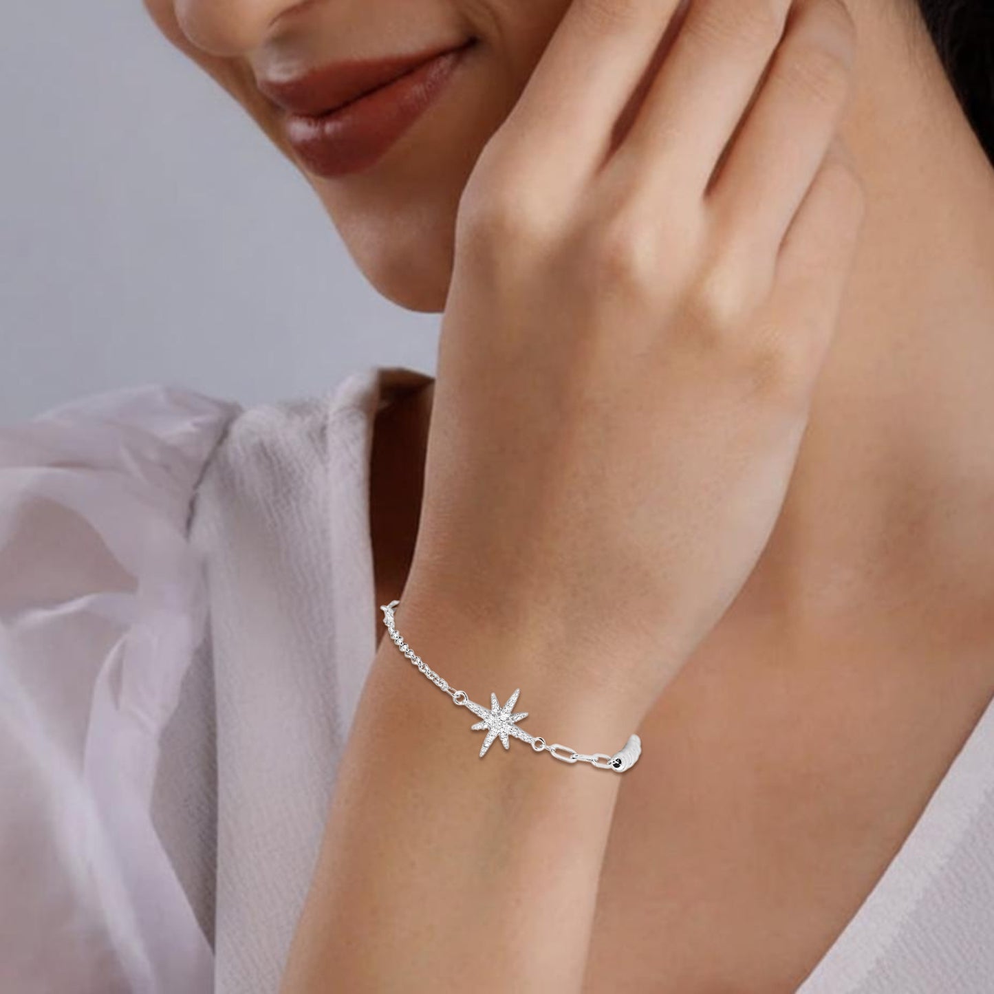 Silver Crystal Flake Bracelet