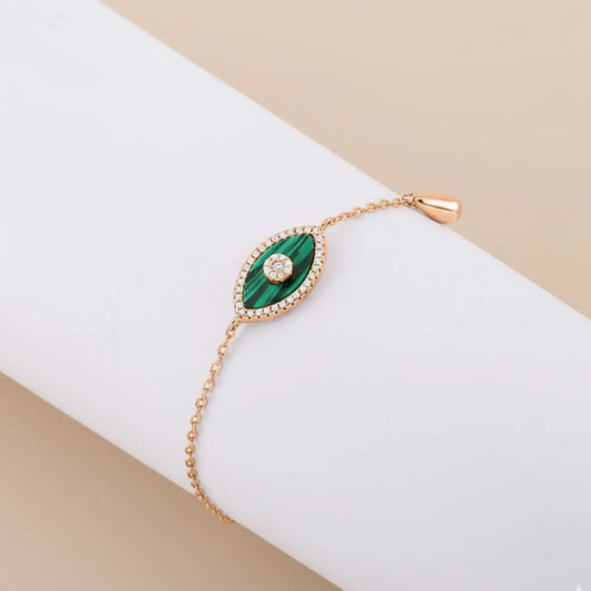 Silver Green Evil Eye Bracelet