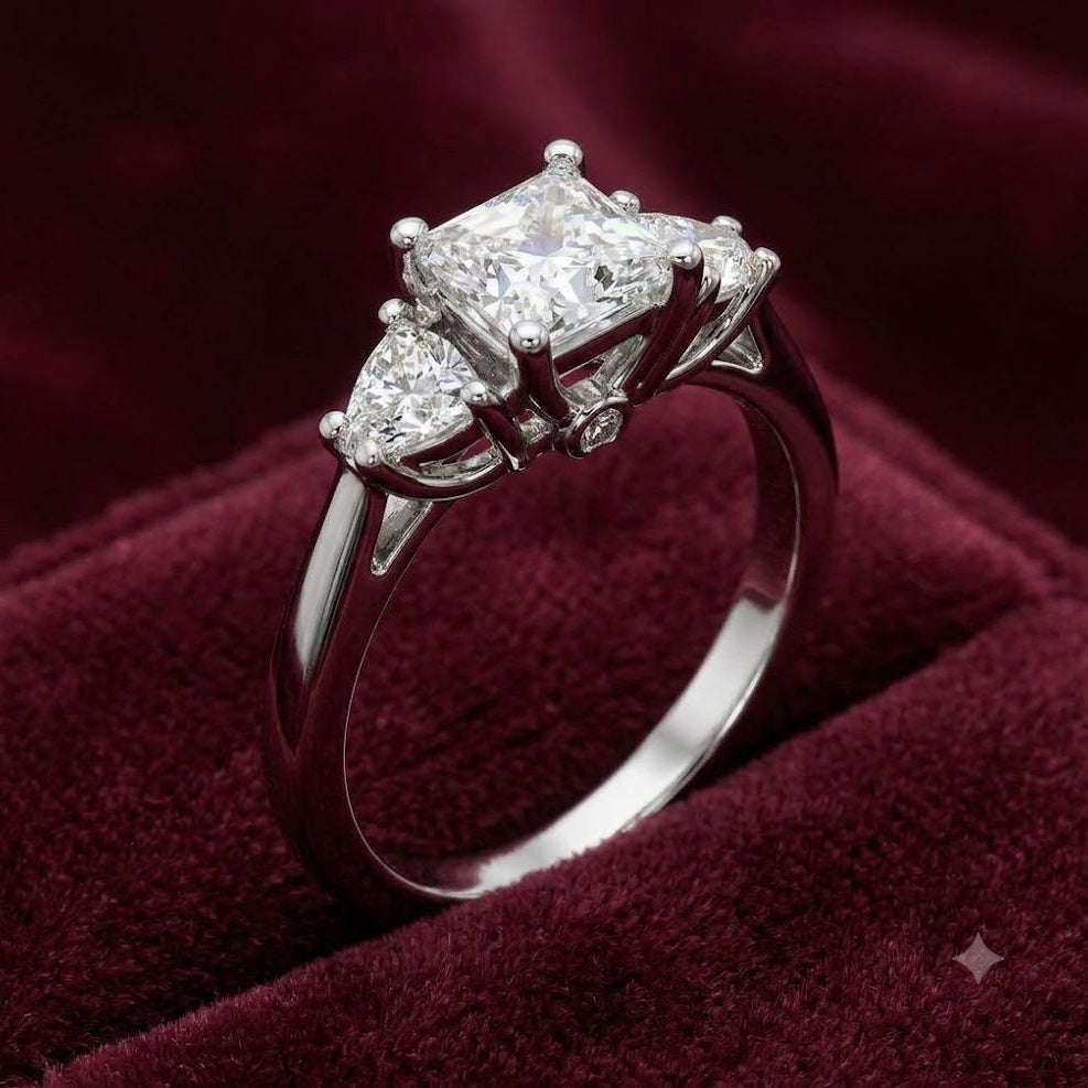 Princess-Cut Three-Stone Ring