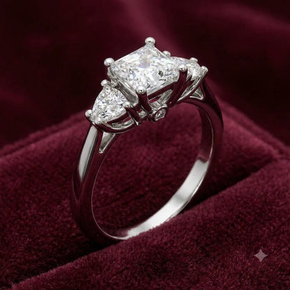 Princess-Cut Three-Stone Ring