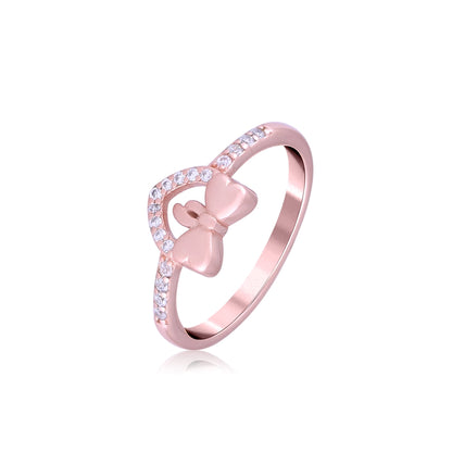 Rose Gold Ribbon Hearted Ring