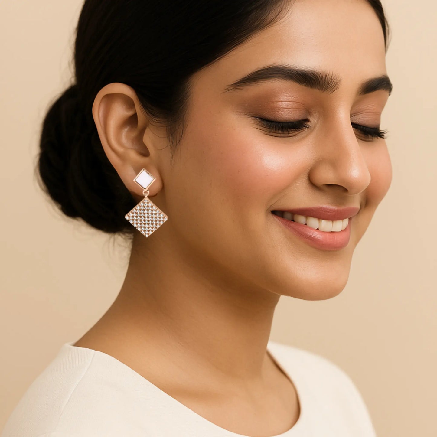 Rose Gold Radiant Box Earrings