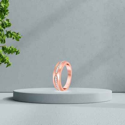 Rose Gold Zircon Glide Band For Him