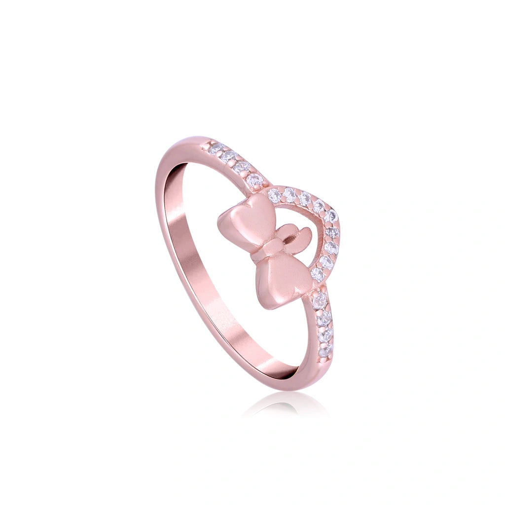 Rose Gold Ribbon Hearted Ring