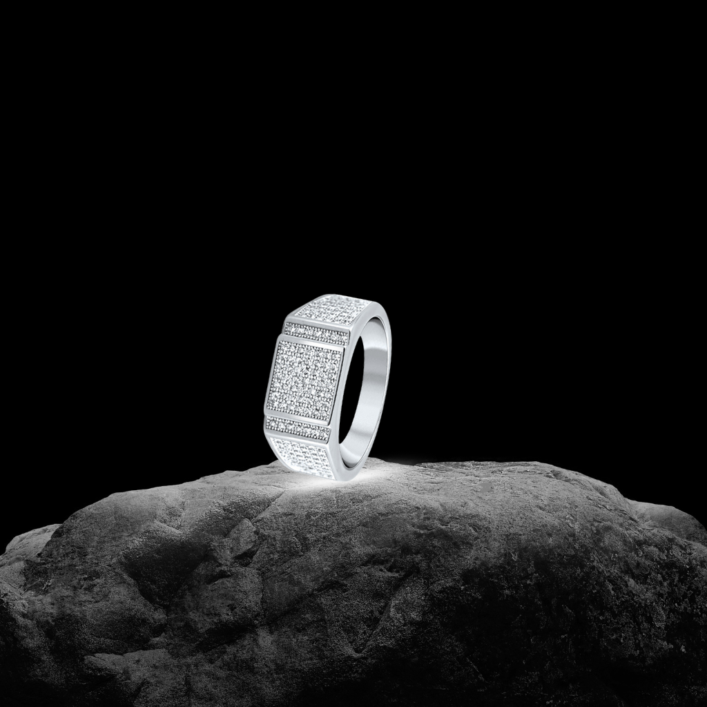 Silver Classic Rectangular Ring For Him