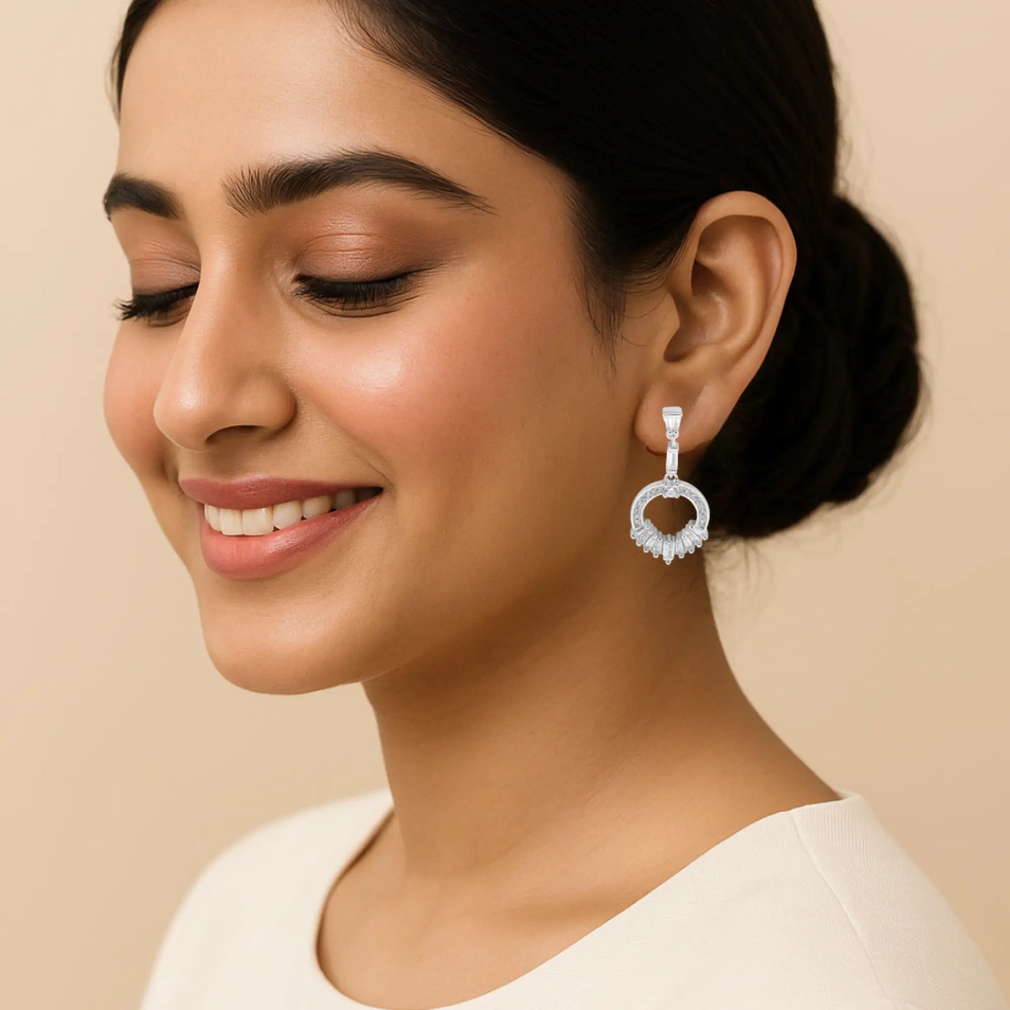 Silver Crystal Dangle Earrings