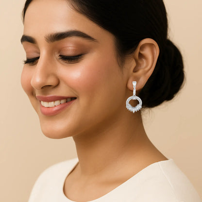 Silver Crystal Dangle Earrings