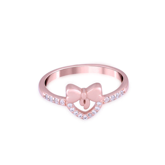 Rose Gold Ribbon Hearted Ring