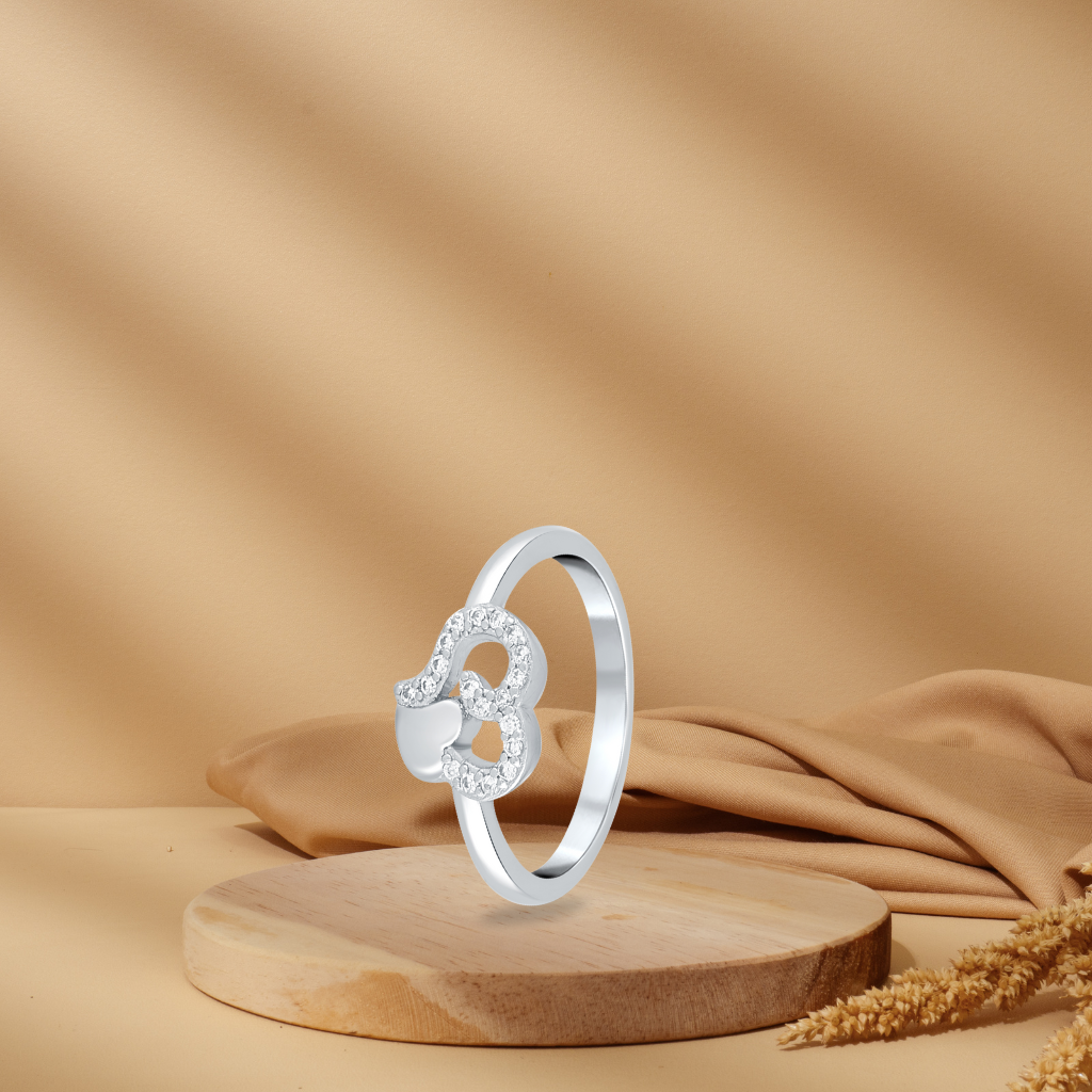 Silver Intertwined Hearts Ring