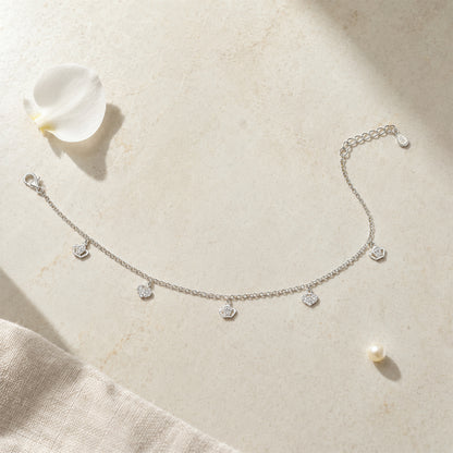 Silver Crown Heart Italian Anklet