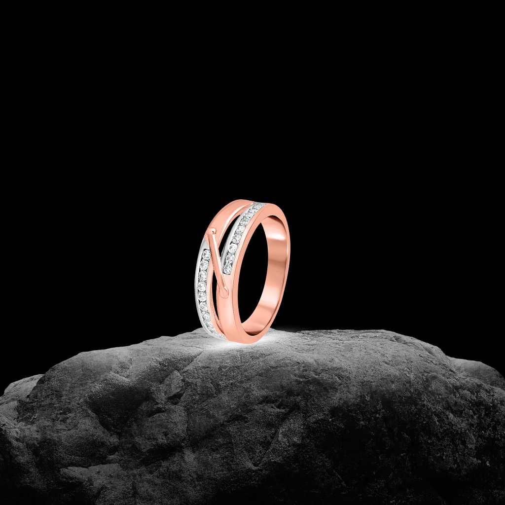Rose Gold Crossline Ring For Him
