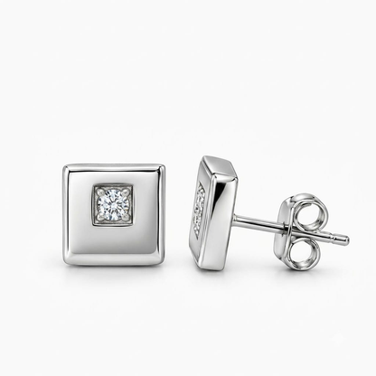 Square Frame Diamond Stud