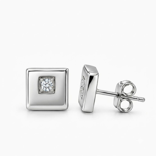 Square Frame Diamond Stud