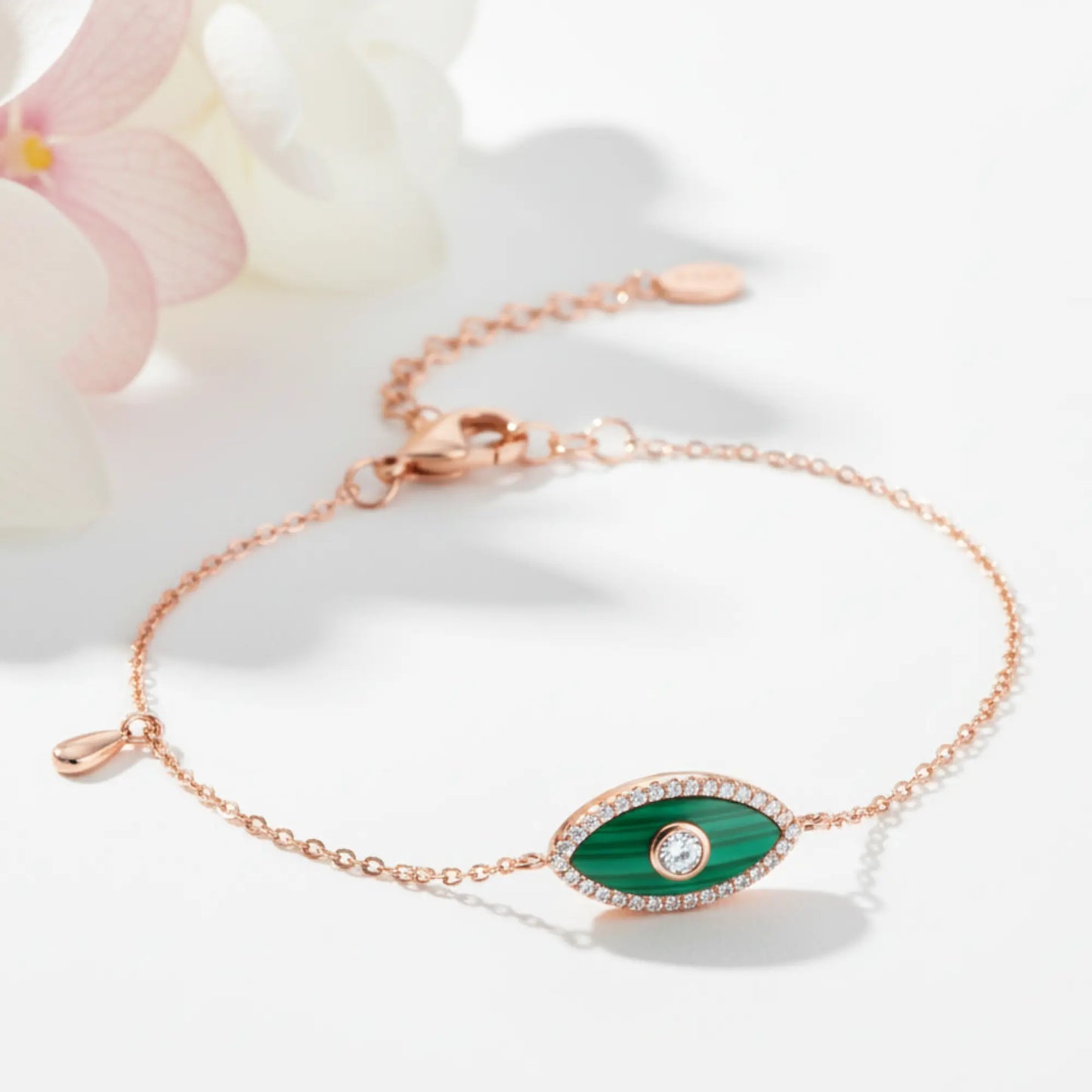 Silver Green Evil Eye Bracelet