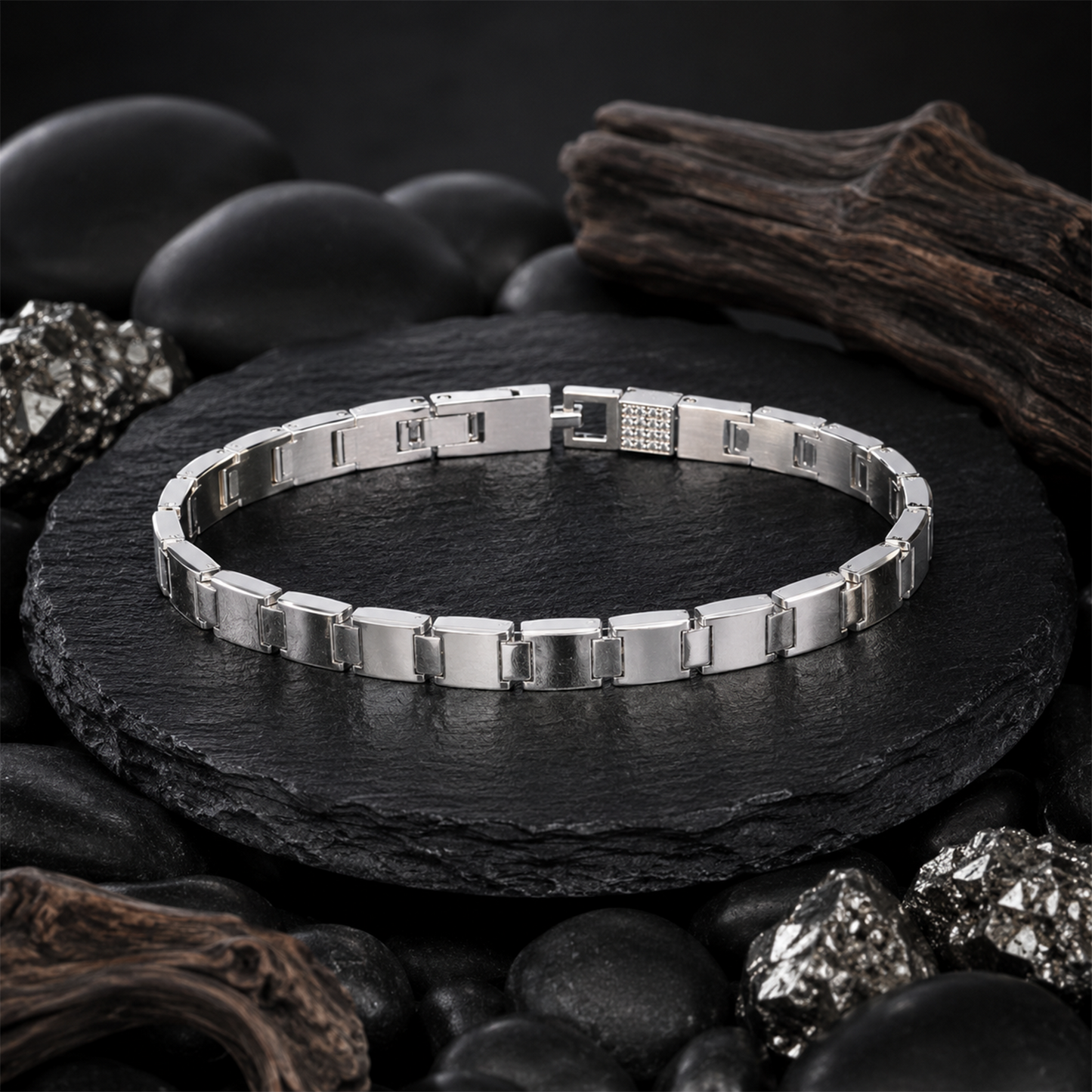 Silver Geometric Link Bracelet
