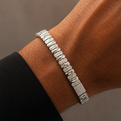 Silver Texture Link Bracelet