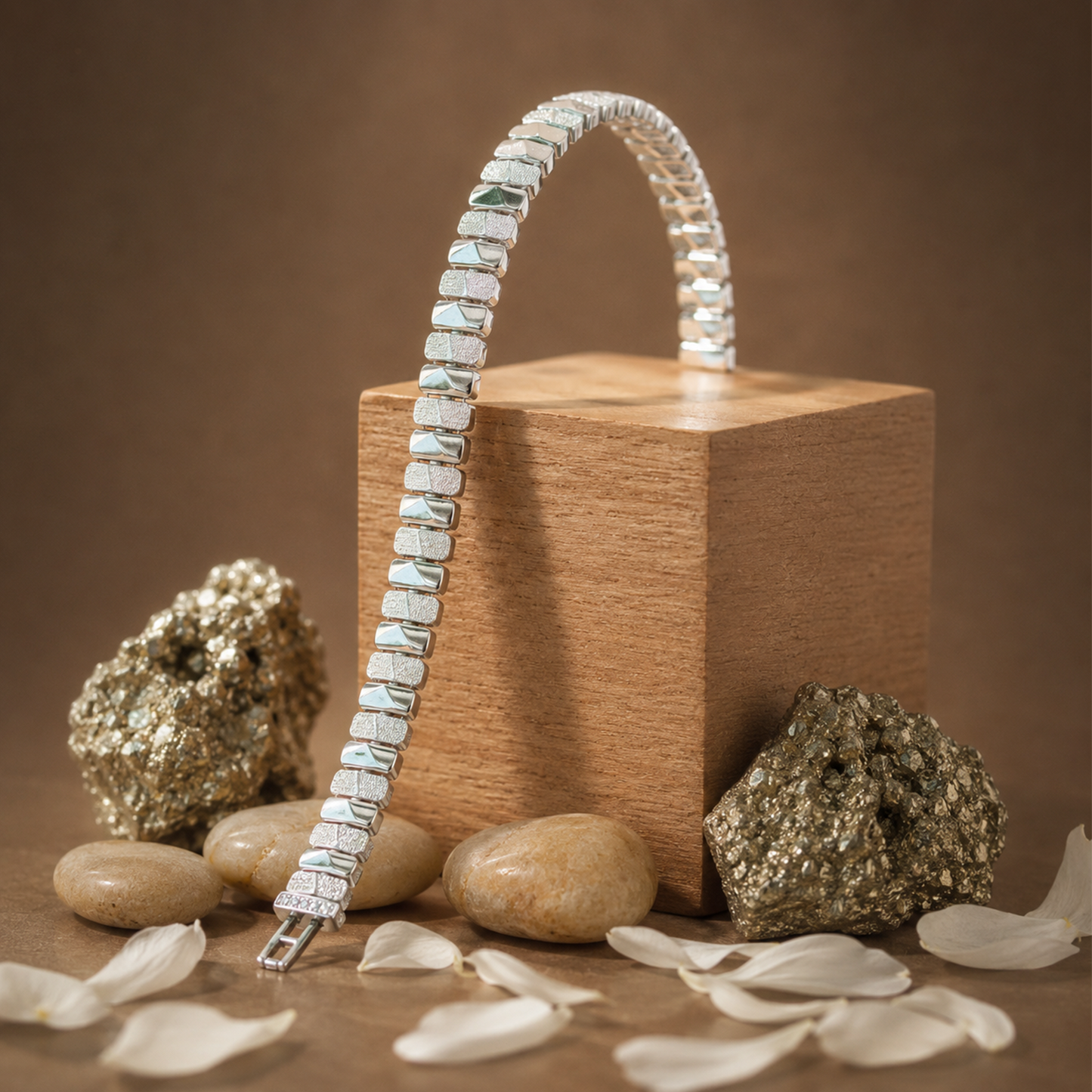 Silver Texture Link Bracelet