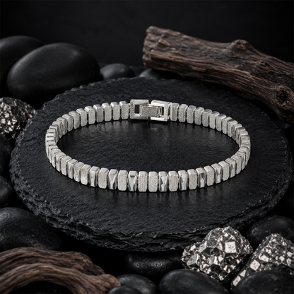Silver Texture Link Bracelet
