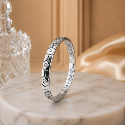 Silver Hexa Crystal Kada