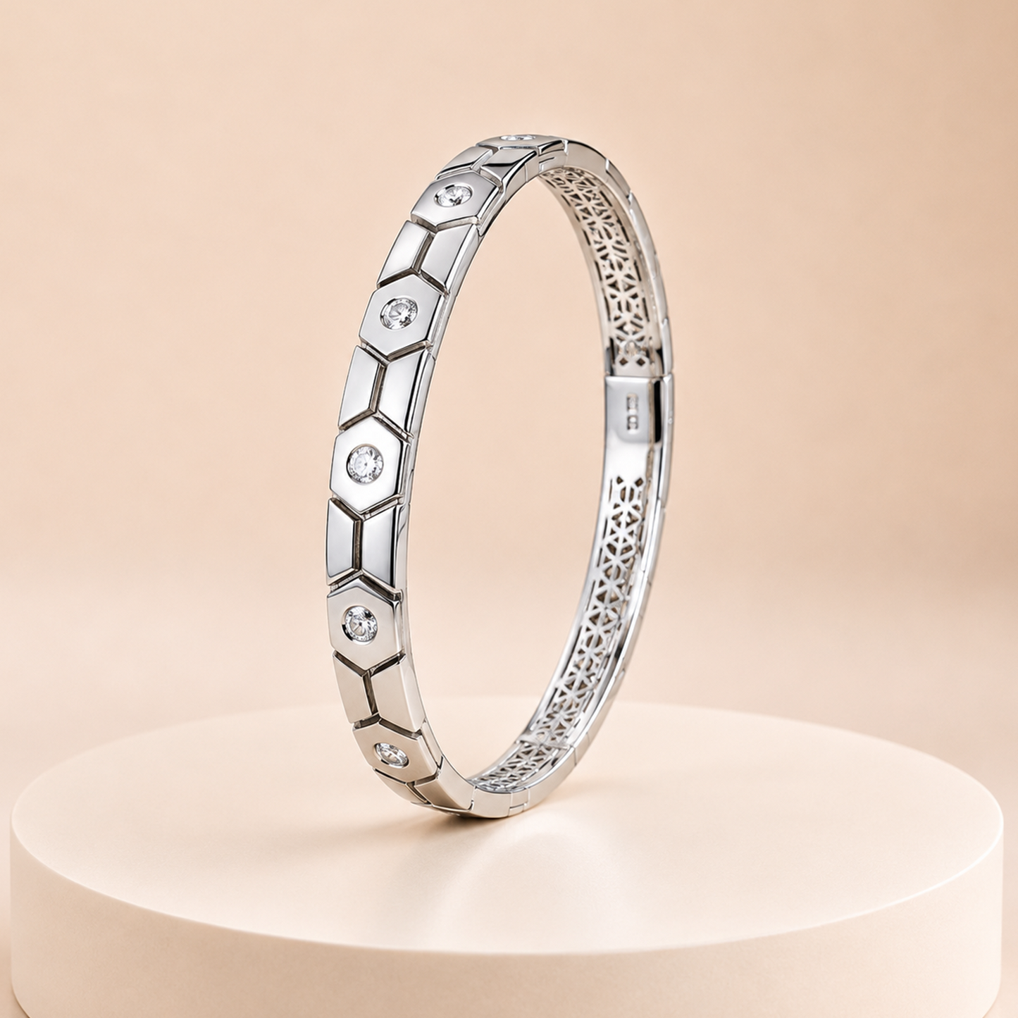 Silver Hexa Crystal Kada