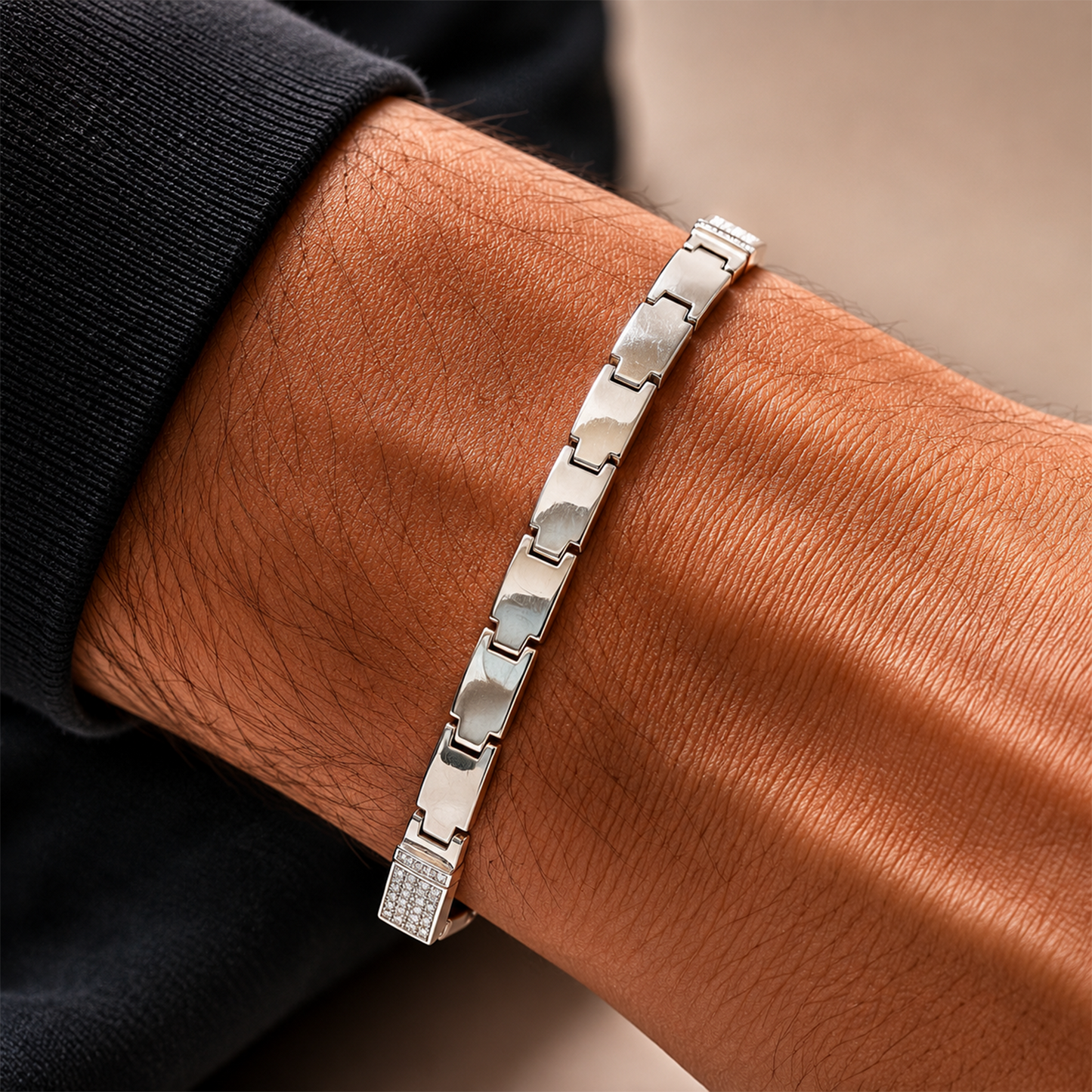 Silver Rectangular Link Bracelet