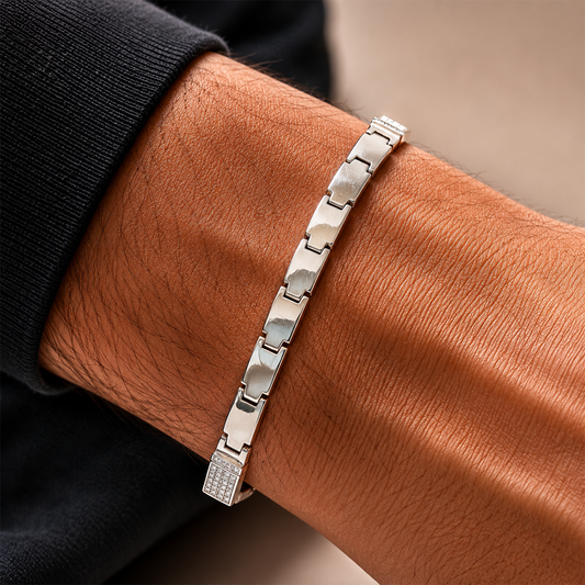 Silver Rectangular Link Bracelet