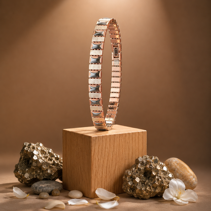 Two-Tone Textured Pyramid Block Link Bracelet