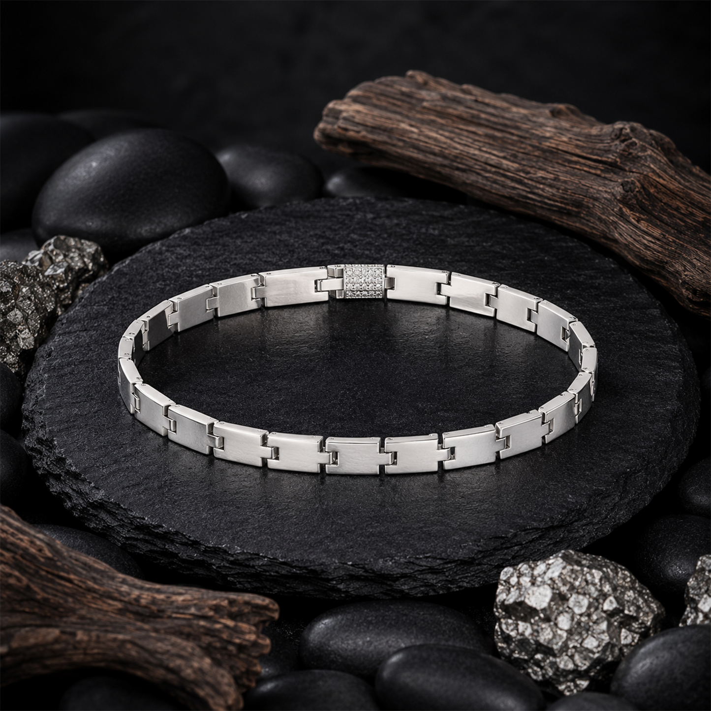 Silver Rectangular Link Bracelet