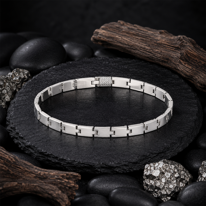 Silver Rectangular Link Bracelet