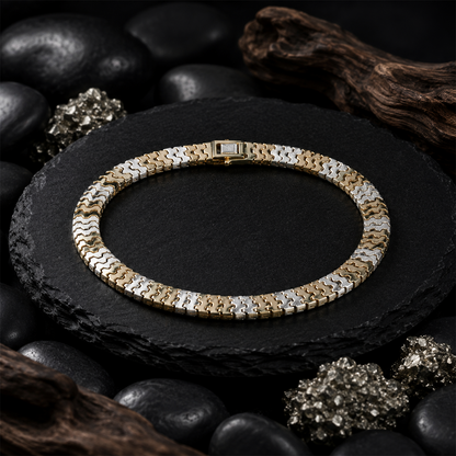 Two-Tone Geometric Interlocking Link Bracelet