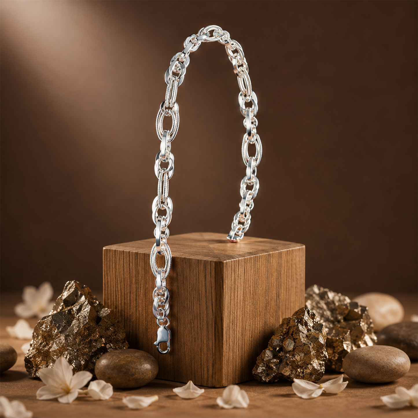 Silver Figaro Link Bracelet