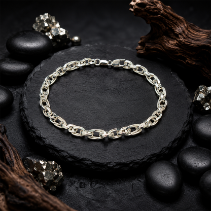 Silver Figaro Link Bracelet