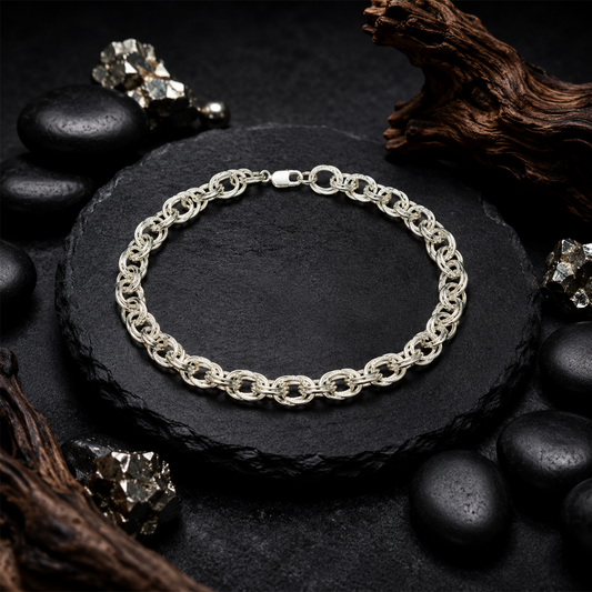Silver Double Oval Link Bracelet
