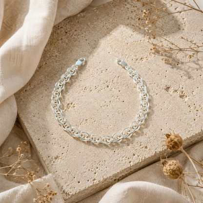 Silver Double Oval Link Bracelet