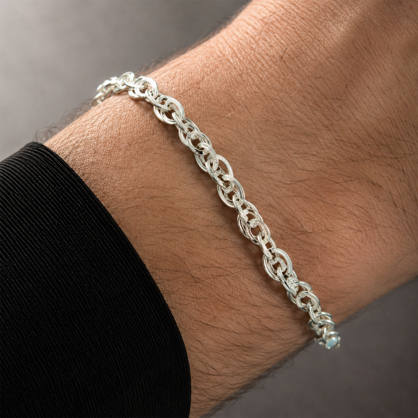Silver Double Oval Link Bracelet