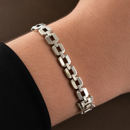 Silver Hexagonal Link Bracelet