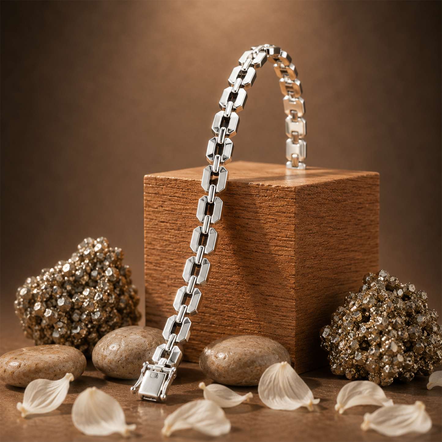 Silver Hexagonal Link Bracelet