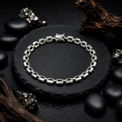 Silver Hexagonal Link Bracelet