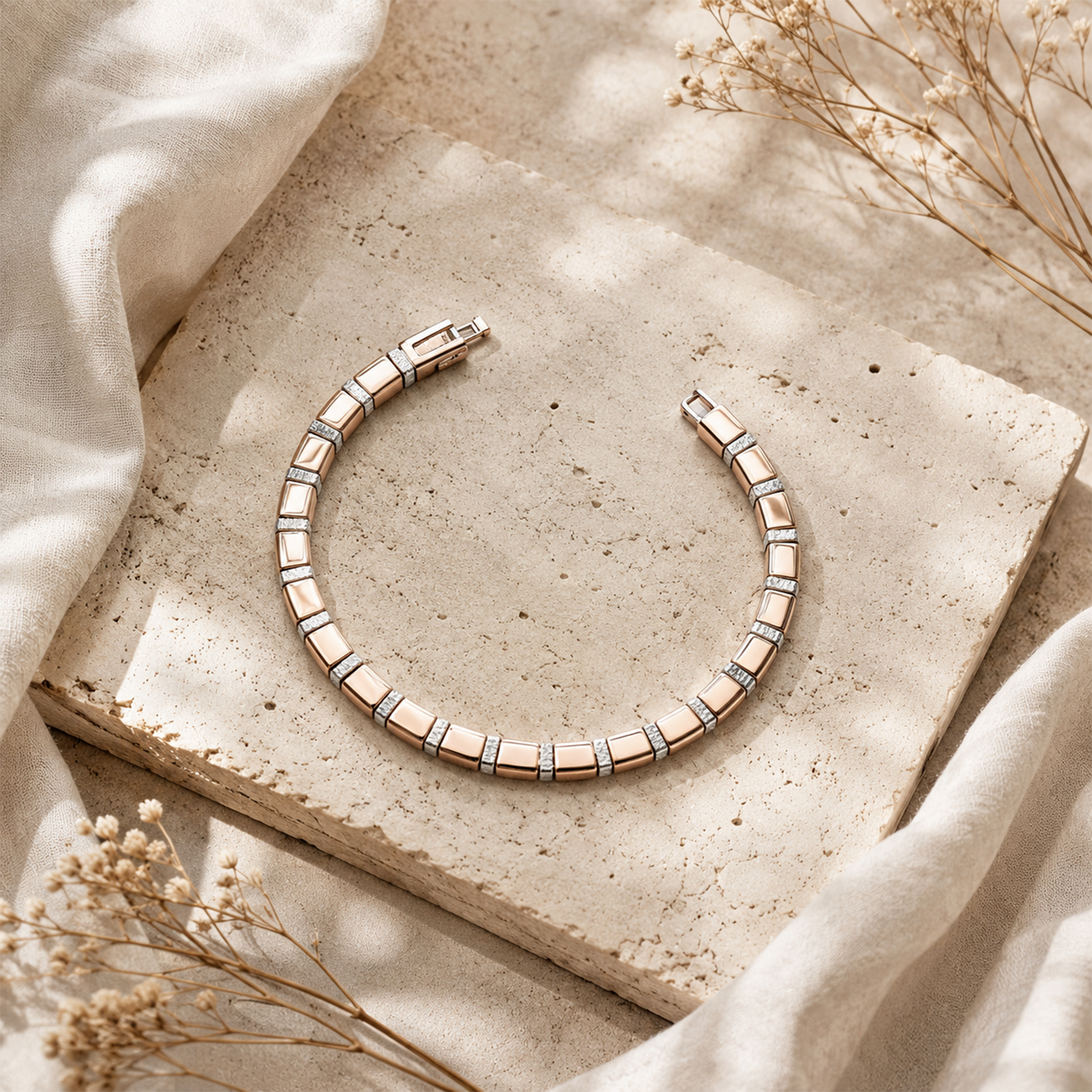 Two-Tone Bar Link Bracelet