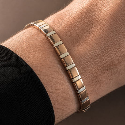 Rose Gold Two-Tone Bar Link Bracelet
