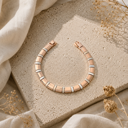 Rose Gold Two-Tone Bar Link Bracelet