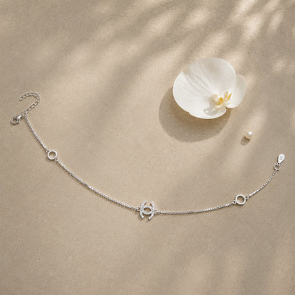 Silver Interlocked Zircon Italian Anklet