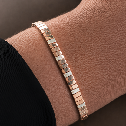Rose Gold Two-Tone Tile Bracelet