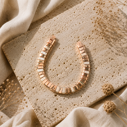 Rose Gold Two-Tone Tile Bracelet