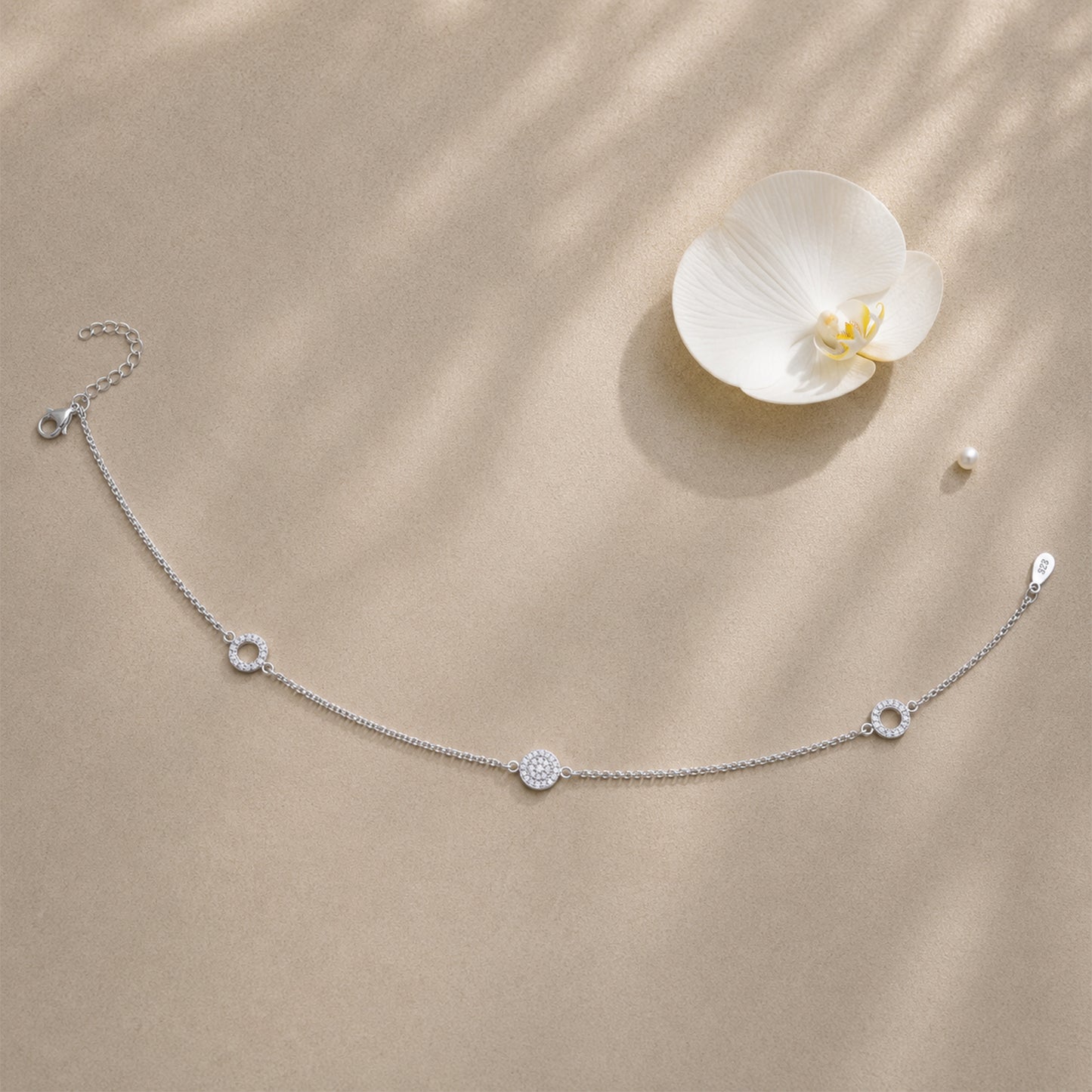 Silver Celestial Circle Italian Anklet