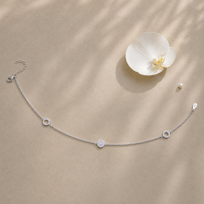 Silver Celestial Circle Italian Anklet
